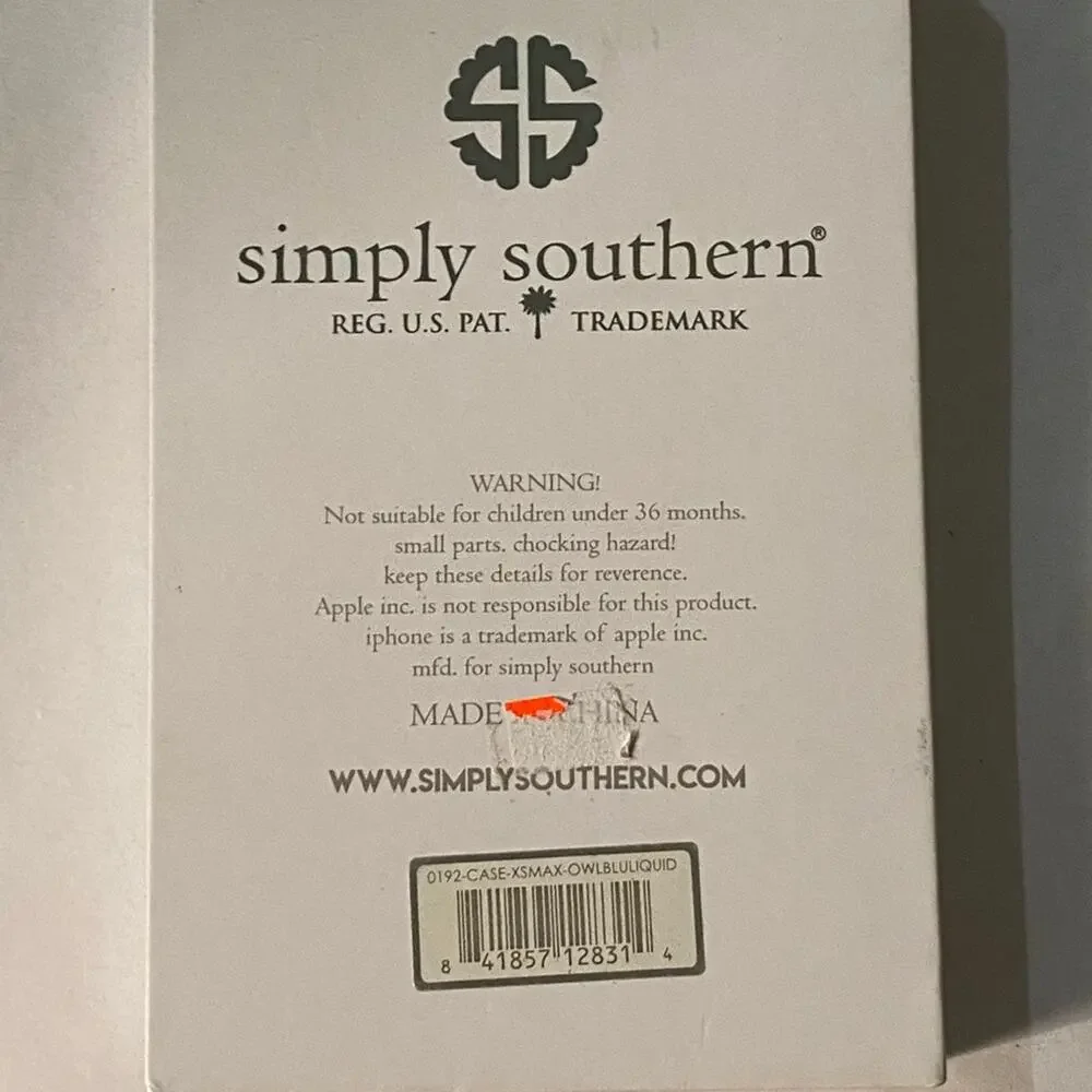 Simply Southern Phone case Owl Liquid Glitter iPhone XS Max NWT
